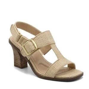 Adrienne Vittadini Akoni Slingback Sandal Natural Tan Size 8.5